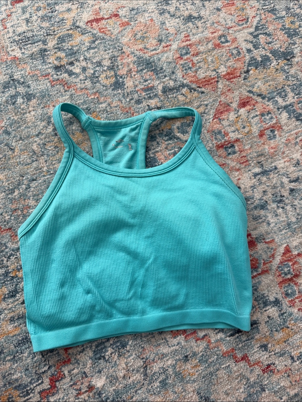 Turquoise Ribbed Racerback Crop Top